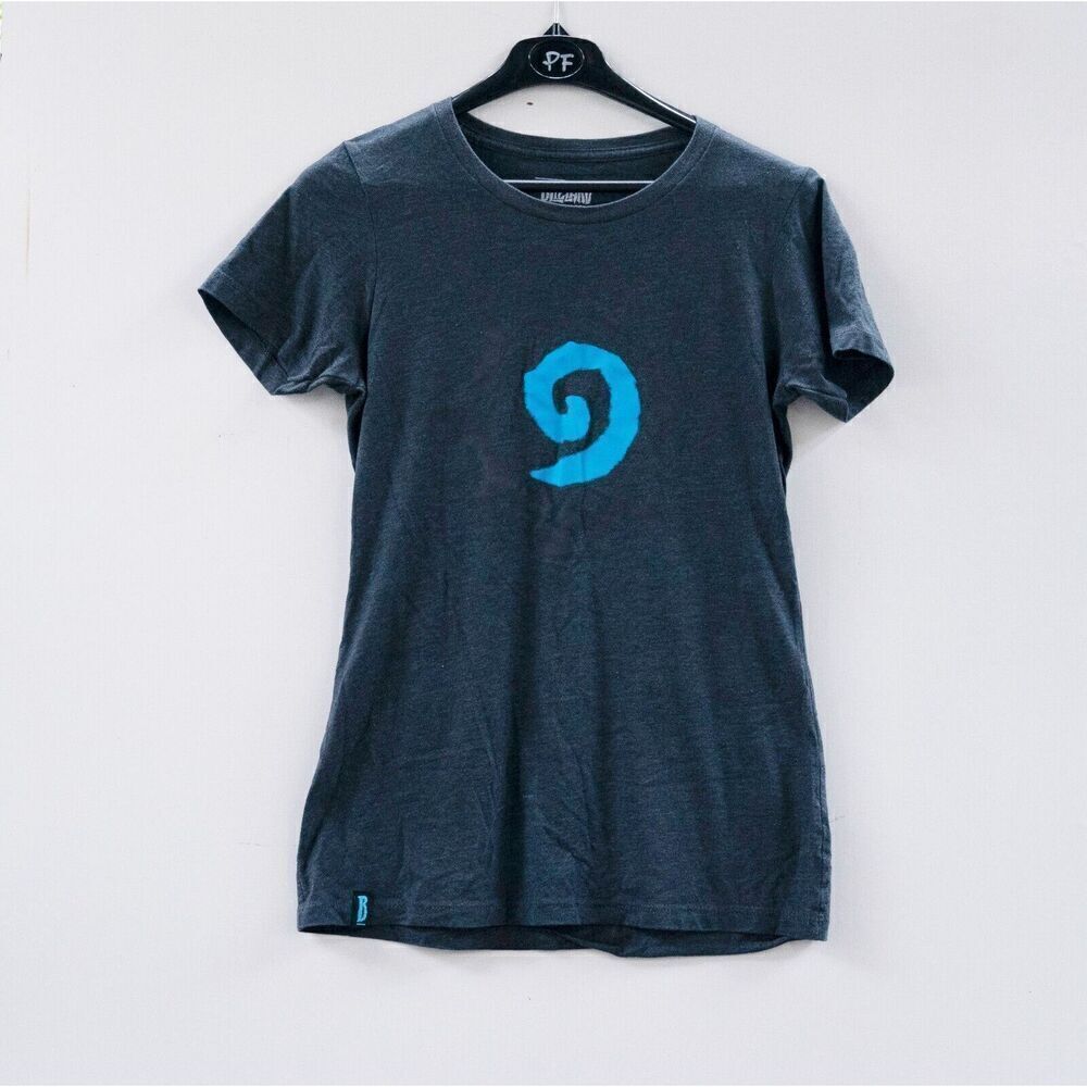 Blizzard Entertainment Logo Gray Blue T-Shirt Women's Medium